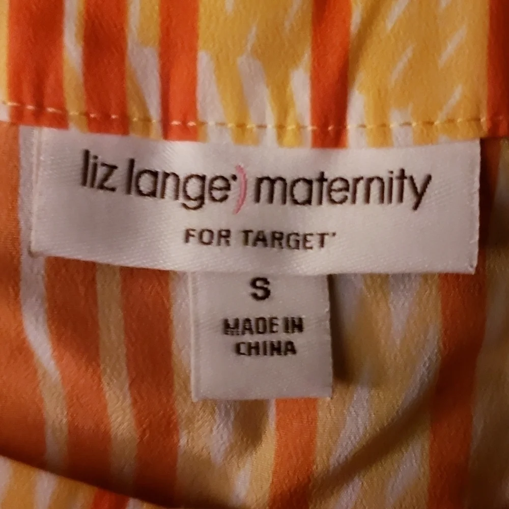 Liz Lange Maternity Dress Small S Orange Tie Waist Short Flutter Sleeve Cute EUC - Picture 3 of 5